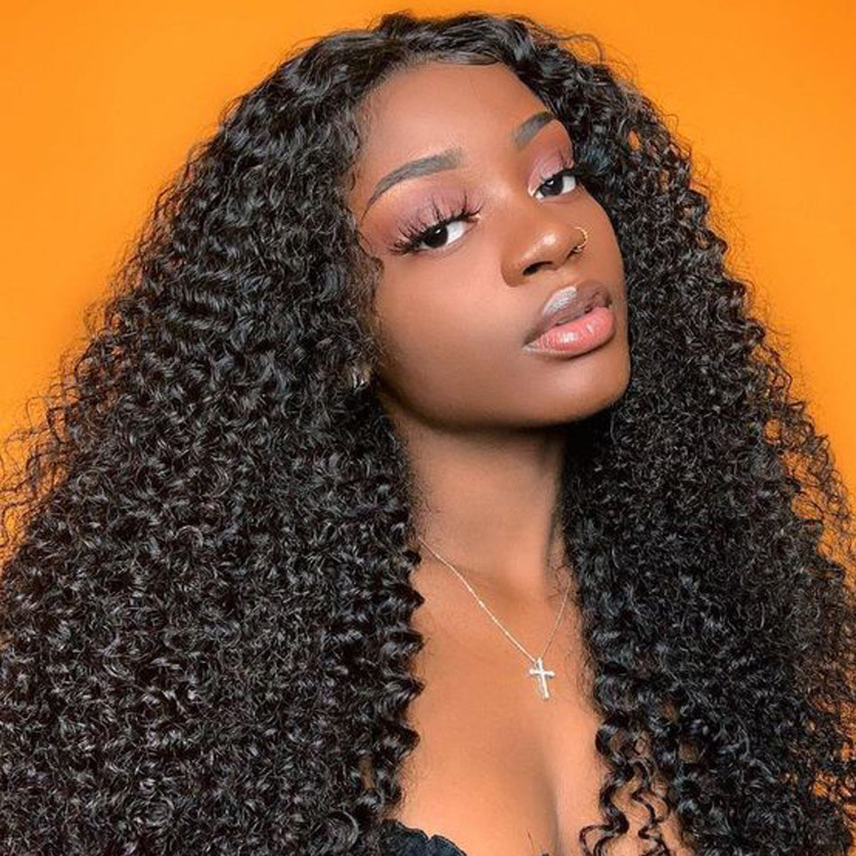 Virgo Kinky Curly Wig For Black Women Lace Frontal Human Hair Wigs Pre Plucked With Baby Hair Lace Wig 150% Density Remy