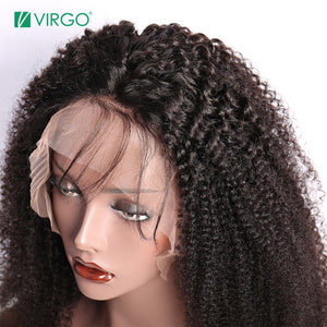Virgo Kinky Curly Wig For Black Women Lace Frontal Human Hair Wigs Pre Plucked With Baby Hair Lace Wig 150% Density Remy