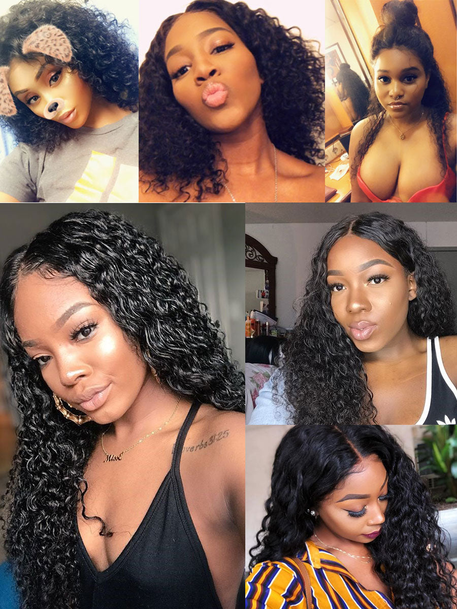 360 Lace Pre Plucked Brazilian Remy Curly Human Hair Lace Frontal Wig
