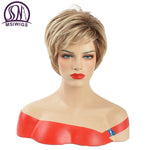 Load image into Gallery viewer, Short Heat Resistant Blonde Synthetic Wig (8 inch short with bangs)
