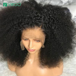 Virgo Kinky Curly Wig For Black Women Lace Frontal Human Hair Wigs Pre Plucked With Baby Hair Lace Wig 150% Density Remy