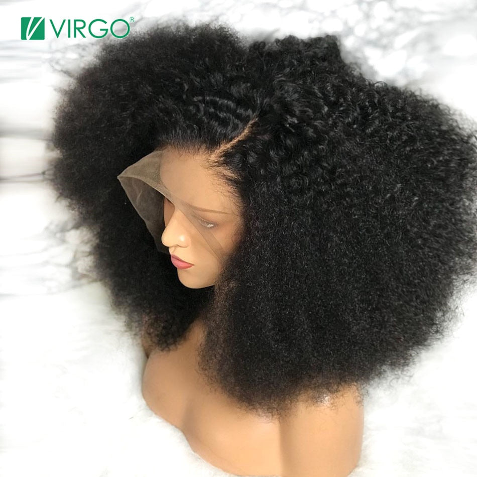 Virgo Kinky Curly Wig For Black Women Lace Frontal Human Hair Wigs Pre Plucked With Baby Hair Lace Wig 150% Density Remy