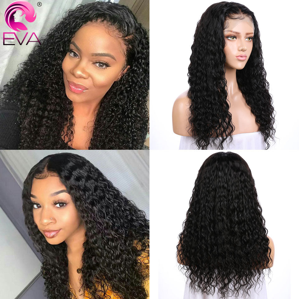 Eva Curly 13x6 Lace Front Human Hair Wigs Ombre 370 Lace Frontal Wigs Pre Plucked With Baby Hair Fake Scalp Wig Brazilian Remy