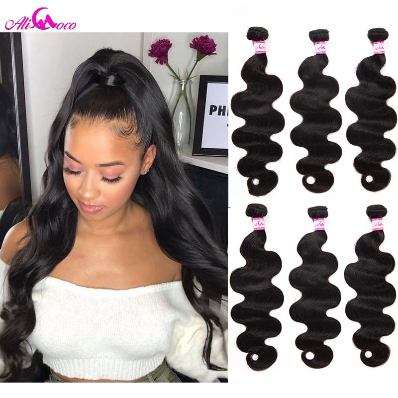 Brazilian Body Wavy Hair 100% Human Hair Non Remy Hair Extensions(3 and 4 Bundles)