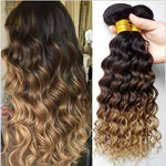 Load image into Gallery viewer, Brazilian Human Hair Ombre Deep Wave Weave Extensions (3 /4 Bundles)
