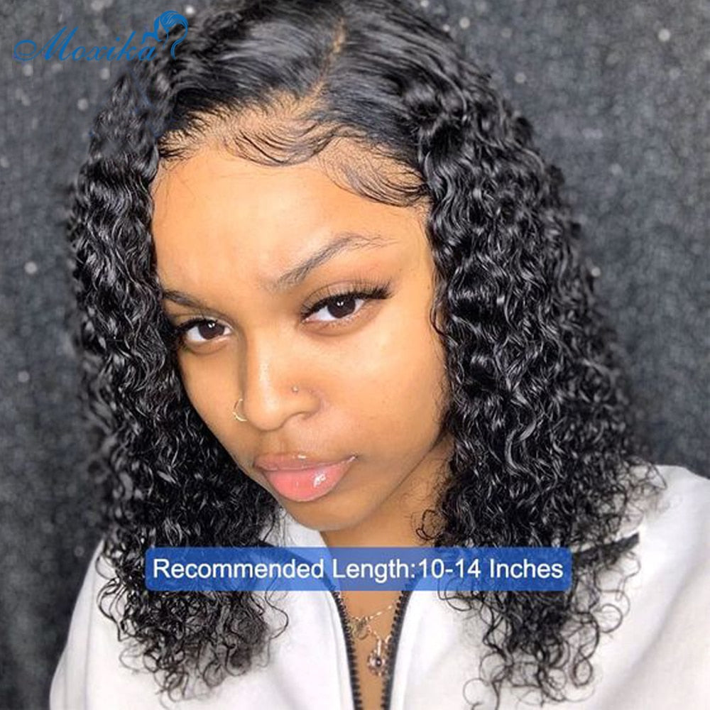 Moxika 13*4 Lace Front Bob Curly Wig Pre-Plucked Brazilian Curly Human Hair Wigs 150% Density Short Bob Wigs Remy Hair Wig 8-26"