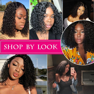 Moxika 13*4 Lace Front Bob Curly Wig Pre-Plucked Brazilian Curly Human Hair Wigs 150% Density Short Bob Wigs Remy Hair Wig 8-26"