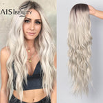 Load image into Gallery viewer, Long Ombre Platinum Synthetic Wavy Wigs for African American Women
