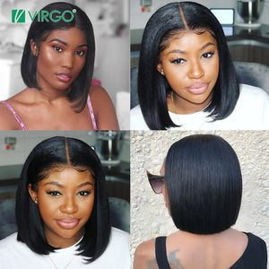 Glueless Bob Wig Brazilian Straight Short Lace Front Human Hair Wigs For Black Women Pre Plucked With Baby Hair Remy Hair