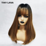 Load image into Gallery viewer, Long Ombre Brown Straight Synthetic Hair Cosplay Fiber Wig

