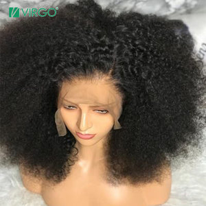 Virgo Kinky Curly Wig For Black Women Lace Frontal Human Hair Wigs Pre Plucked With Baby Hair Lace Wig 150% Density Remy