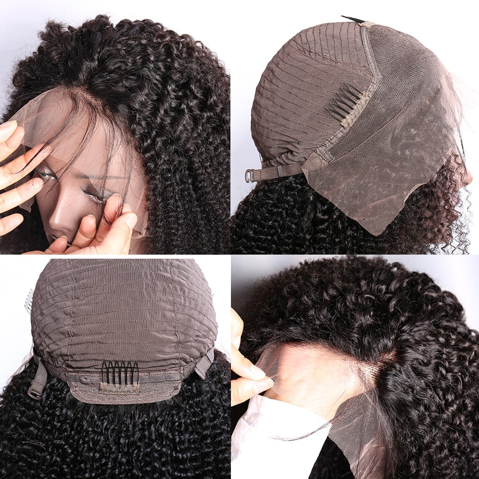 Virgo Kinky Curly Wig For Black Women Lace Frontal Human Hair Wigs Pre Plucked With Baby Hair Lace Wig 150% Density Remy