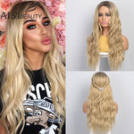 Load image into Gallery viewer, Long Ombre Platinum Synthetic Wavy Wigs for African American Women
