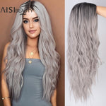 Load image into Gallery viewer, Long Ombre Platinum Synthetic Wavy Wigs for African American Women

