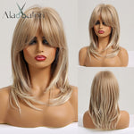 Load image into Gallery viewer, Long Straight Layered Hairstyle Synthetic Wig for Black Women
