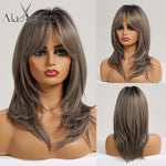 Load image into Gallery viewer, Long Straight Layered Hairstyle Synthetic Wig for Black Women
