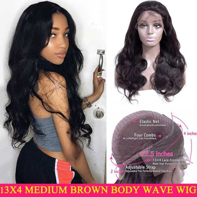 Brazilian Body Wave Human Hair Transparent HD Remy Frontal Wig