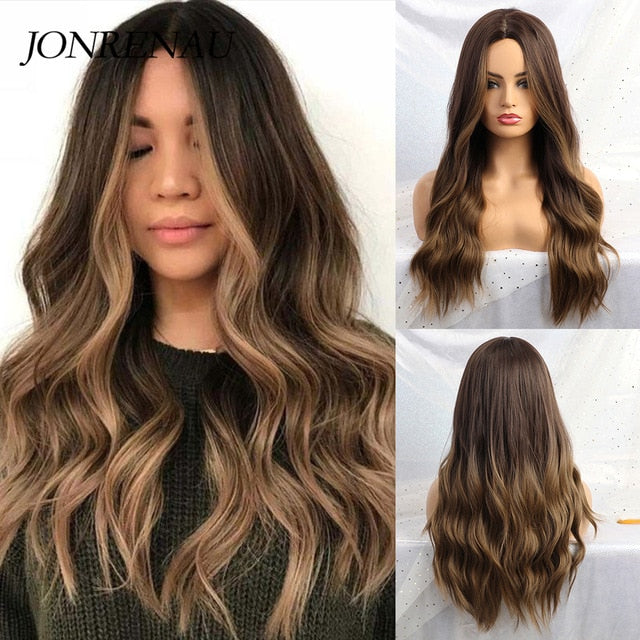 Long Synthetic Natural Wave Hair Wigs Heat Resistant Hair Wigs for Black Women