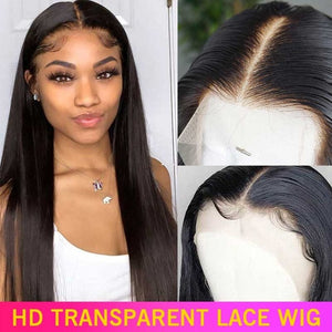 Invisible Brazilian  Straight Human Hair Remy HD Transparent Lace Front Wig