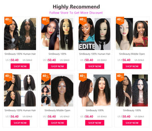 SimBeauty Glueless Body Wave U Part Wigs 100% Human Hair 100% Unprocessed Brazilian Remy Hair Left Side Part Wig For Black Women
