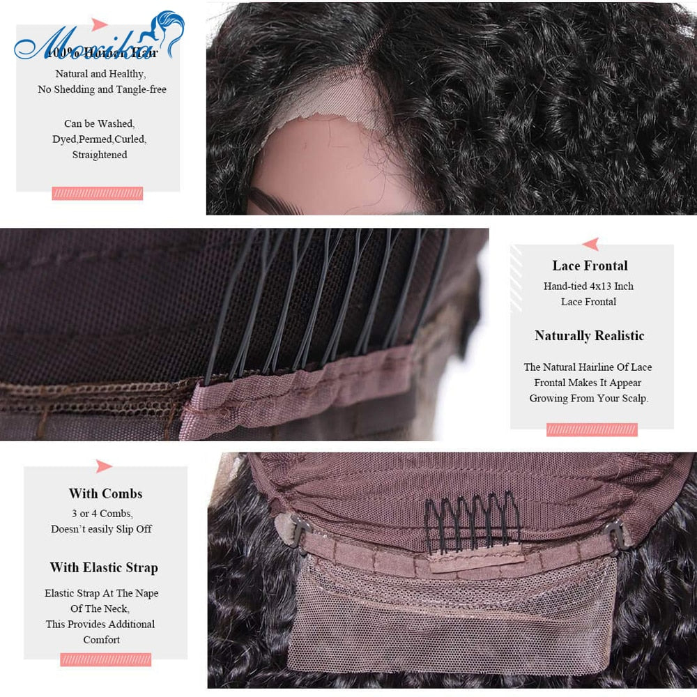 Moxika 13*4 Lace Front Bob Curly Wig Pre-Plucked Brazilian Curly Human Hair Wigs 150% Density Short Bob Wigs Remy Hair Wig 8-26"