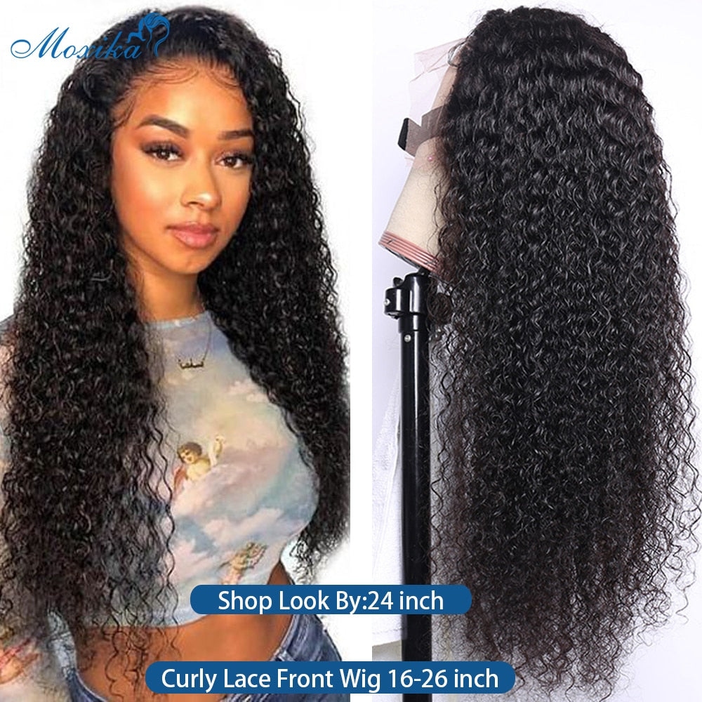 Moxika 13*4 Lace Front Bob Curly Wig Pre-Plucked Brazilian Curly Human Hair Wigs 150% Density Short Bob Wigs Remy Hair Wig 8-26"