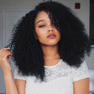 U Part Wig Kinky Curly Human Hair Wig 150 180 Density Middle Part Pre Plucked Brazilian Remy Human Hair Wigs For Women WoWEbony