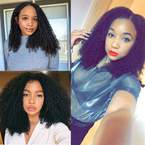 U Part Wig Kinky Curly Human Hair Wig 150 180 Density Middle Part Pre Plucked Brazilian Remy Human Hair Wigs For Women WoWEbony