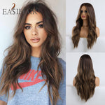 Load image into Gallery viewer, Long Black to Brown Ombre High Density Temperature Wavy Glue-less Synthetic Wig
