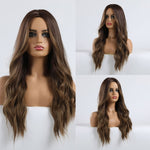 Load image into Gallery viewer, Long Black to Brown Ombre High Density Temperature Wavy Glue-less Synthetic Wig
