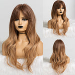 Load image into Gallery viewer, Long Black to Brown Ombre High Density Temperature Wavy Glue-less Synthetic Wig
