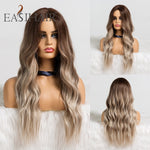 Load image into Gallery viewer, Long Black to Brown Ombre High Density Temperature Wavy Glue-less Synthetic Wig
