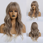 Load image into Gallery viewer, Long Black to Brown Ombre High Density Temperature Wavy Glue-less Synthetic Wig
