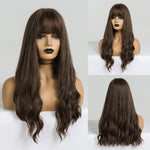 Load image into Gallery viewer, Long Black to Brown Ombre High Density Temperature Wavy Glue-less Synthetic Wig
