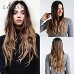 Load image into Gallery viewer, Long Black to Brown Ombre High Density Temperature Wavy Glue-less Synthetic Wig
