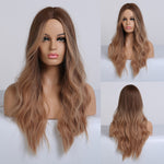 Load image into Gallery viewer, Long Black to Brown Ombre High Density Temperature Wavy Glue-less Synthetic Wig

