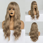 Load image into Gallery viewer, Long Black to Brown Ombre High Density Temperature Wavy Glue-less Synthetic Wig
