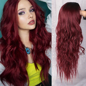 Long Ombre Platinum Synthetic Wavy Wigs for African American Women