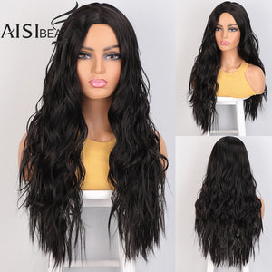 Long Ombre Platinum Synthetic Wavy Wigs for African American Women