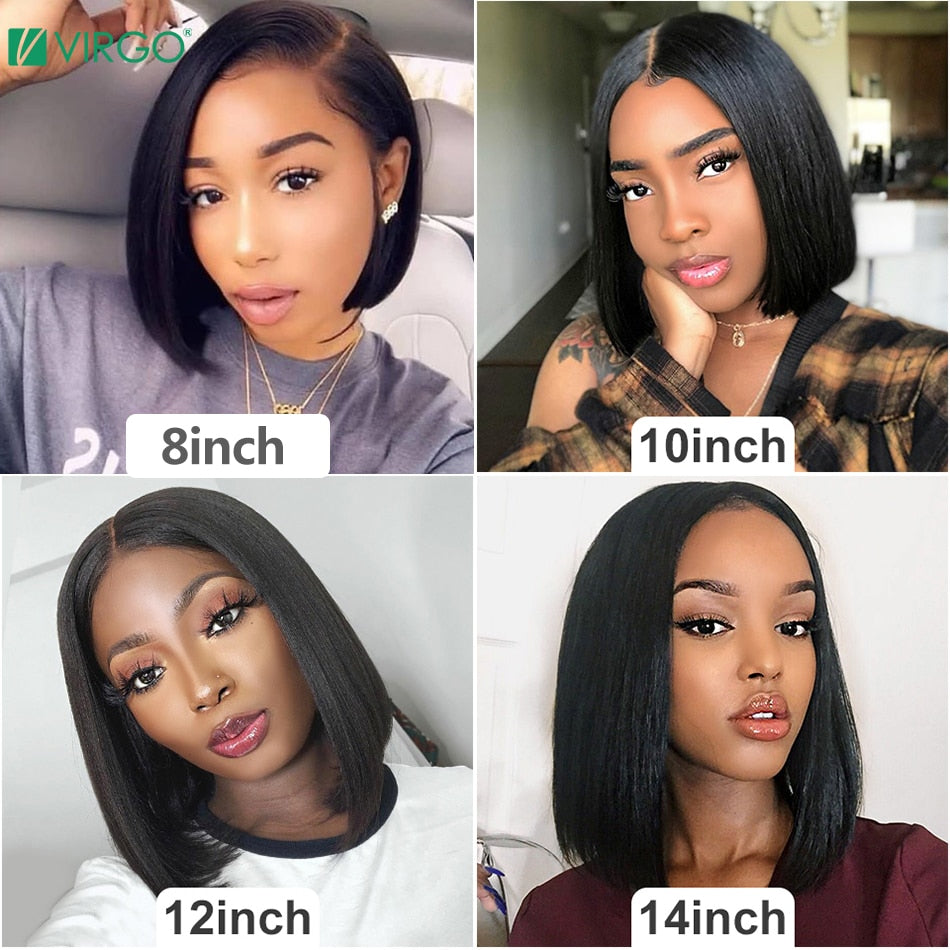 Glueless Bob Wig Brazilian Straight Short Lace Front Human Hair Wigs For Black Women Pre Plucked With Baby Hair Remy Hair